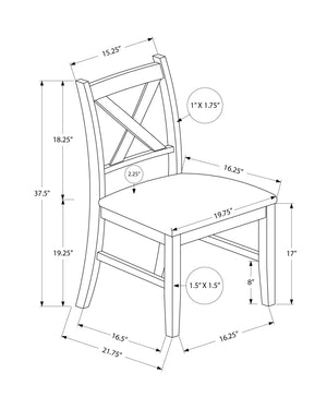 Monarch Specialties Dining Chair, 37" Height, Set Of 2, Dining Room, Kitchen, Side, Upholstered, Brown Solid Wood, Brown Leather Look, Transitional Black,Espresso, Espresso Foam,Mdf,Solid Wood,Leather,Look I 1333