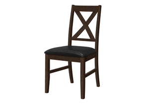 Monarch Specialties Dining Chair, 37" Height, Set Of 2, Dining Room, Kitchen, Side, Upholstered, Brown Solid Wood, Brown Leather Look, Transitional Black,Espresso, Espresso Foam,Mdf,Solid Wood,Leather,Look I 1333