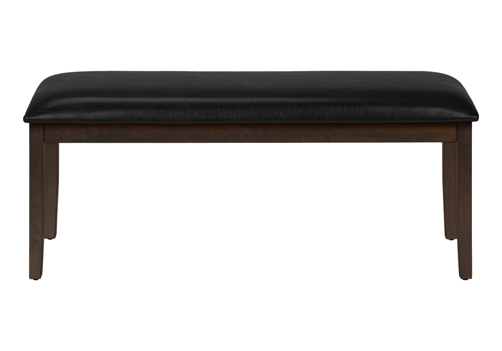 Monarch Specialties Bench, 48" Rectangular, Dining Room, Hallway, Entryway, Upholstered, Wood, Brown Solid Wood, Black Leather-look, Transitional Black,Espresso, Espresso Foam,Mdf,Solid Wood,Leather,Look I 1334