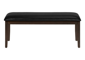 Monarch Specialties Bench, 48" Rectangular, Dining Room, Hallway, Entryway, Upholstered, Wood, Brown Solid Wood, Black Leather-look, Transitional Black,Espresso, Espresso Foam,Mdf,Solid Wood,Leather,Look I 1334