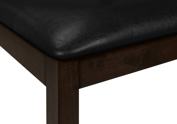 Monarch Specialties Bench, 48" Rectangular, Dining Room, Hallway, Entryway, Upholstered, Wood, Brown Solid Wood, Black Leather-look, Transitional Black,Espresso, Espresso Foam,Mdf,Solid Wood,Leather,Look I 1334