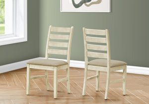 Monarch Specialties Dining Chair, 38" Height, Dining Room, Kitchen, Set Of 2, Side, Upholstered, Antique White, Beige Linen Look, Transitional White,Beige, Beige Solid Wood,Foam,Mdf,Polyester I 1336