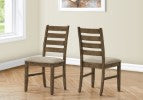 Monarch Specialties Dining Chair, 38" Height, Dining Room, Kitchen, Set Of 2, Side, Upholstered, Antique Brown, Brown Fabric, Transitional Brown Solid Wood,Foam,Mdf,Polyester I 1342