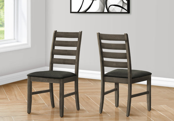 Monarch Specialties Dining Chair, 38" Height, Dining Room, Kitchen, Set Of 2, Side, Upholstered, Antique Grey, Grey Fabric, Transitional Grey,Dark Grey, Dark Grey Solid Wood,Foam,Mdf,Polyester I 1347