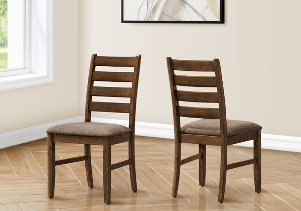 Monarch Specialties Dining Chair, 38" Height, Dining Room, Kitchen, Set Of 2, Side, Upholstered, Brown Fabric, Antique Cherry, Transitional Cherry,Brown, Brown Solid Wood,Foam,Mdf,Polyester I 1355