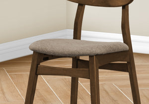 Monarch Specialties Dining Chair, 32" Height, Set Of 2, Side, Upholstered, Kitchen, Dining Room, Dark Walnut, Beige Fabric, Modern Walnut,Brown, Brown Solid Wood,Foam,Mdf I 1365