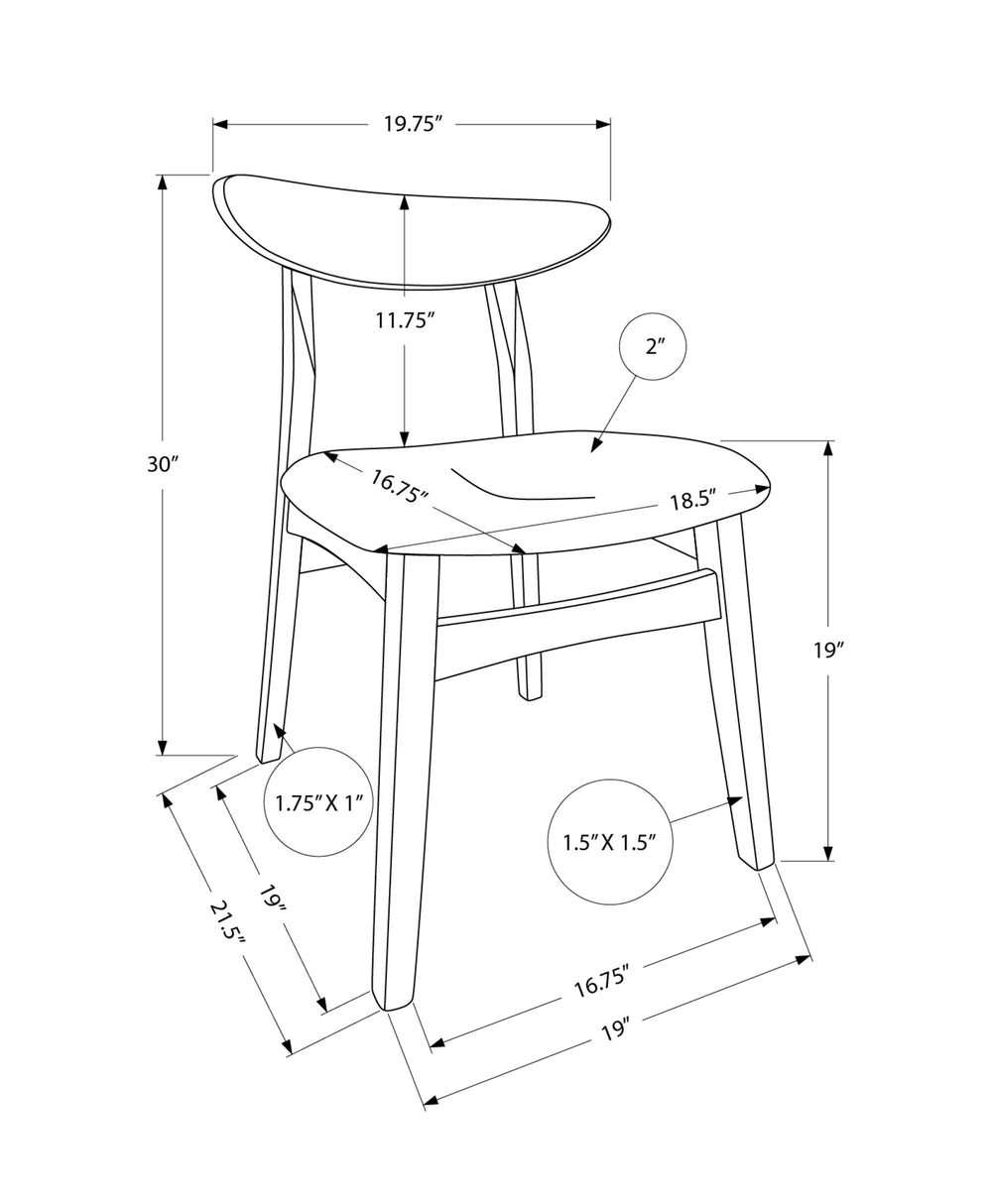 Monarch Specialties Dining Chair, 32" Height, Set Of 2, Side, Upholstered, Kitchen, Dining Room, Dark Walnut, Beige Fabric, Modern Walnut,Brown, Brown Solid Wood,Foam,Mdf I 1365