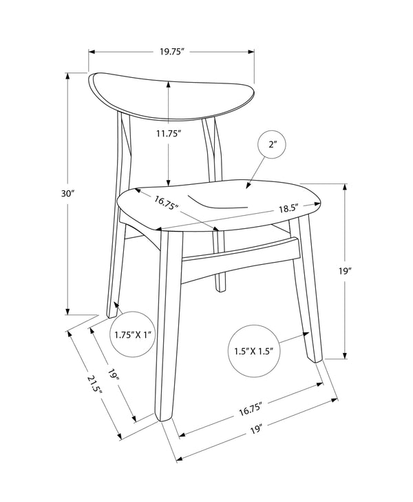 Monarch Specialties Dining Chair, 32" Height, Set Of 2, Side, Upholstered, Kitchen, Dining Room, Dark Walnut, Beige Fabric, Modern Walnut,Brown, Brown Solid Wood,Foam,Mdf I 1365