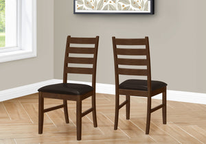 Monarch Specialties Dining Chair, 37" Height, Set Of 2, Dining Room, Kitchen, Side, Upholstered, Brown Solid Wood, Brown Leather Look, Transitional Brown,Brown, Brown Foam,Mdf,Solid Wood,Leather,Look I 1372