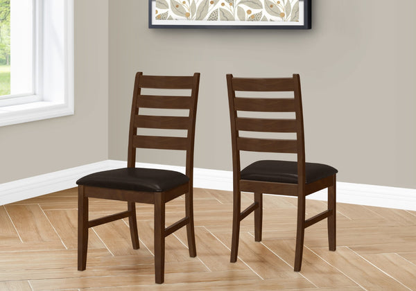 Monarch Specialties Dining Chair, 37" Height, Set Of 2, Dining Room, Kitchen, Side, Upholstered, Brown Solid Wood, Brown Leather Look, Transitional Brown,Brown, Brown Foam,Mdf,Solid Wood,Leather,Look I 1372