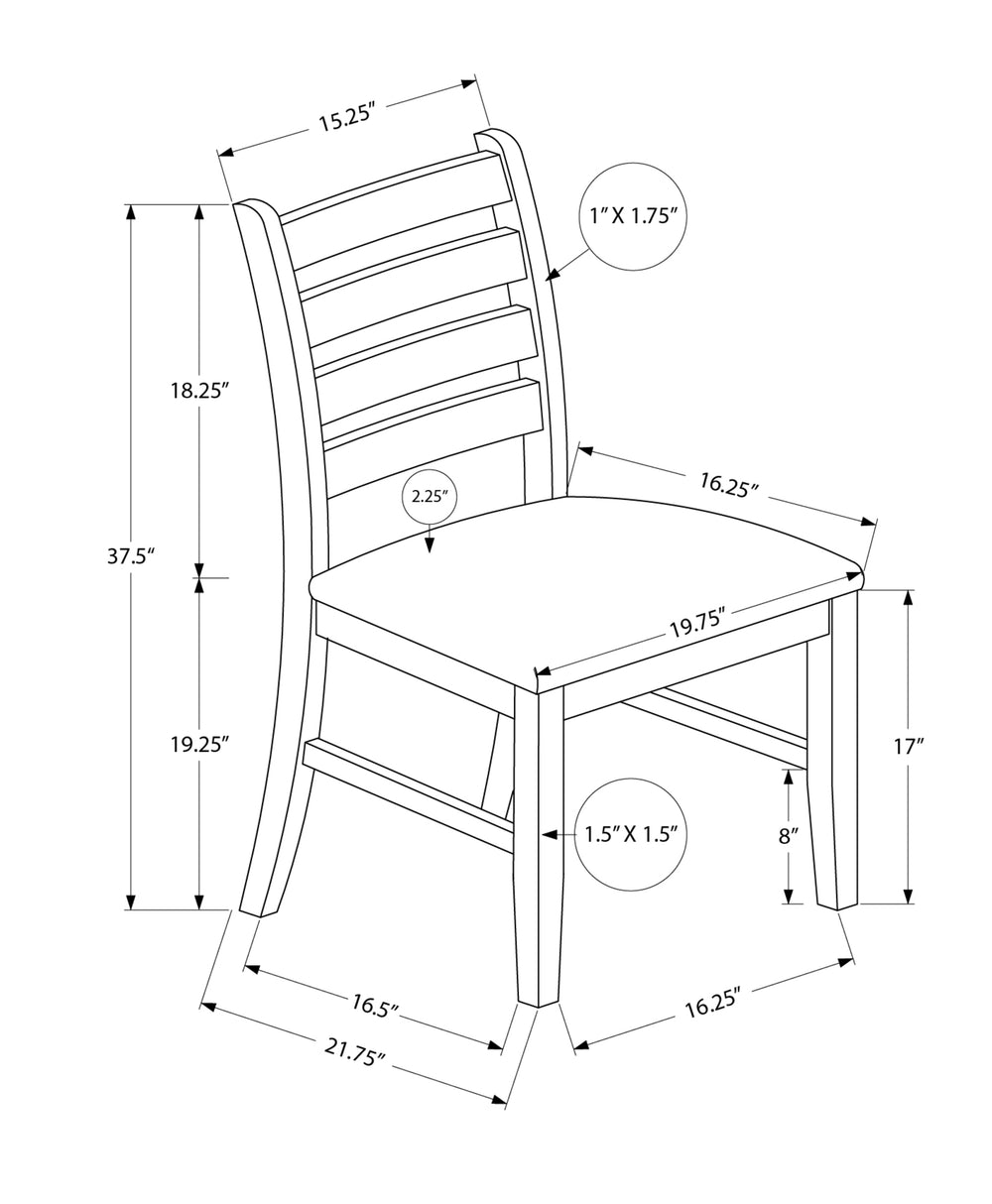Monarch Specialties Dining Chair, 37" Height, Set Of 2, Dining Room, Kitchen, Side, Upholstered, Brown Solid Wood, Brown Leather Look, Transitional Brown,Brown, Brown Foam,Mdf,Solid Wood,Leather,Look I 1372