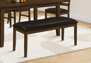 Monarch Specialties Bench, 48" Rectangular, Dining Room, Entryway, Hallway, Kitchen, Upholstered, Wood, Brown Solid Wood, Brown Leather-look, Transitional Brown,Brown, Brown Foam,Mdf,Solid Wood,Leather,Look I 1373