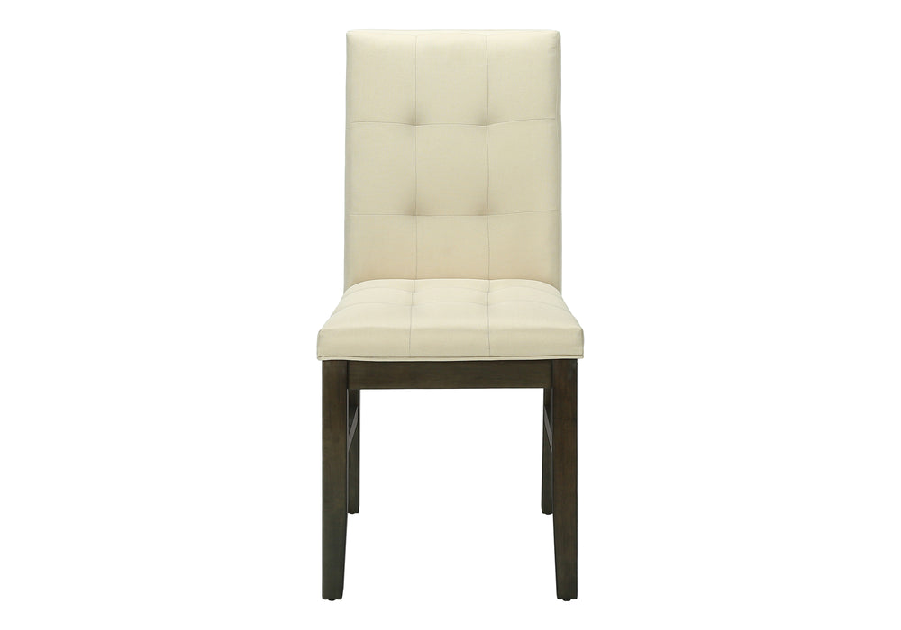 Monarch Specialties Dining Chair, 37" Height, Set Of 2, Upholstered, Dining Room, Kitchen, Cream Fabric, Grey Solid Wood, Transitional Cream,Grey, Grey Foam,Mdf,Solid Wood,Polyester I 1376