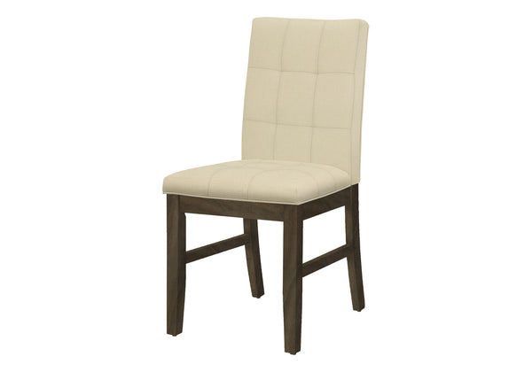 Monarch Specialties Dining Chair, 37" Height, Set Of 2, Upholstered, Dining Room, Kitchen, Cream Fabric, Grey Solid Wood, Transitional Cream,Grey, Grey Foam,Mdf,Solid Wood,Polyester I 1376