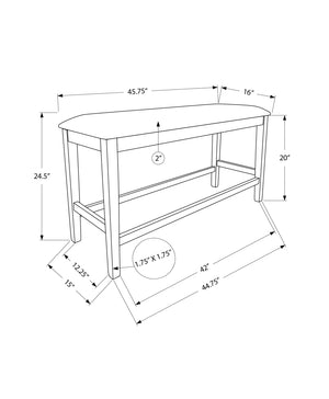 Monarch Specialties Bench, 42" Rectangular, Dining Room, Kitchen, Upholstered, Wood, Transitional Grey Solid Wood,Foam,Mdf I 1383