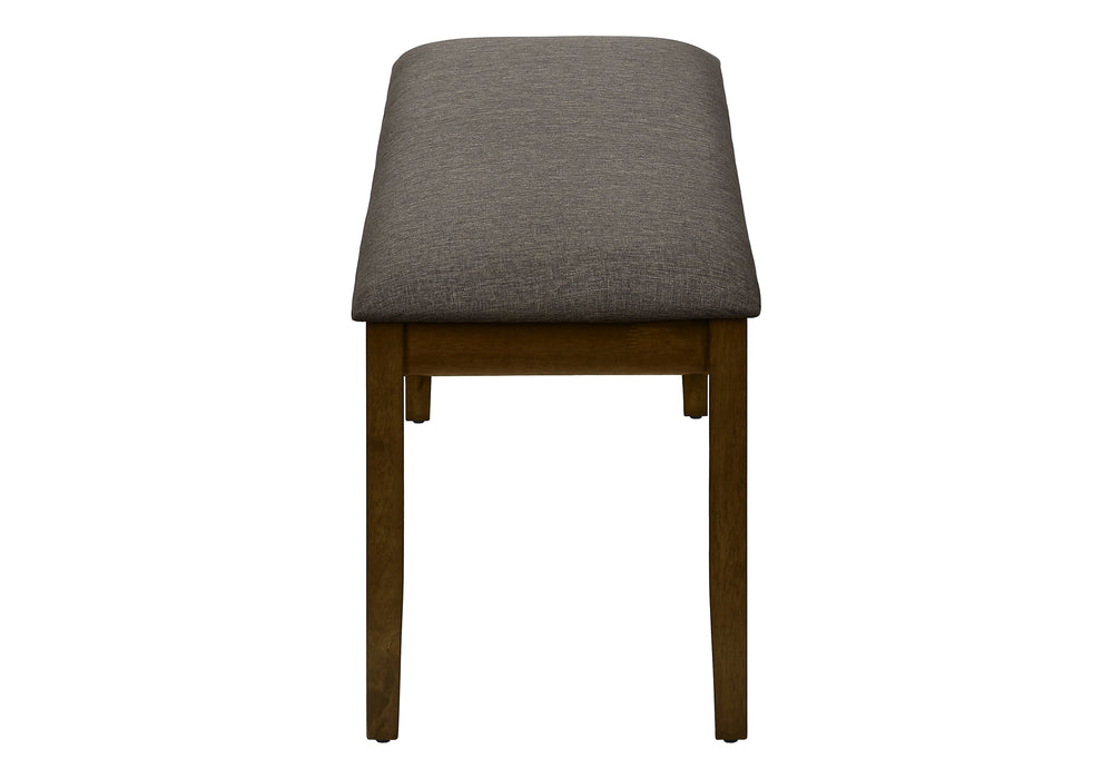 Monarch Specialties Bench, 44" Rectangular, Upholstered, Wood, Dining Room, Kitchen, Entryway, Brown Solid Wood, Brown Fabric, Transitional Brown,Brown Walnut, Brown Walnut Foam,Mdf,Solid Wood,Polyester I 1397