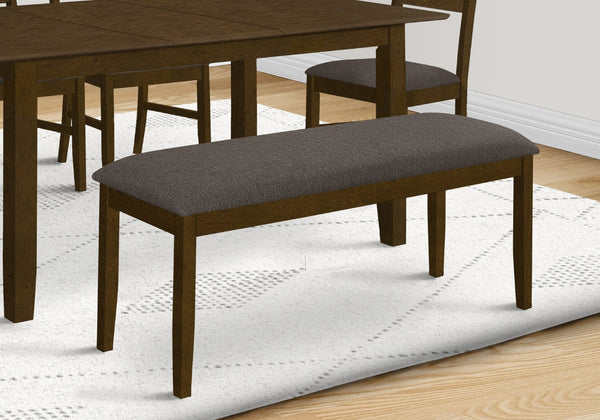 Monarch Specialties Bench, 44" Rectangular, Upholstered, Wood, Dining Room, Kitchen, Entryway, Brown Solid Wood, Brown Fabric, Transitional Brown,Brown Walnut, Brown Walnut Foam,Mdf,Solid Wood,Polyester I 1397