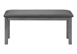 Monarch Specialties Bench, 42" Rectangular, Wood, Upholstered, Dining Room, Kitchen, Entryway, Grey, Transitional Dark Grey,Washed Grey, Washed Grey Foam,Mdf,Solid Wood,Polyester I 1433