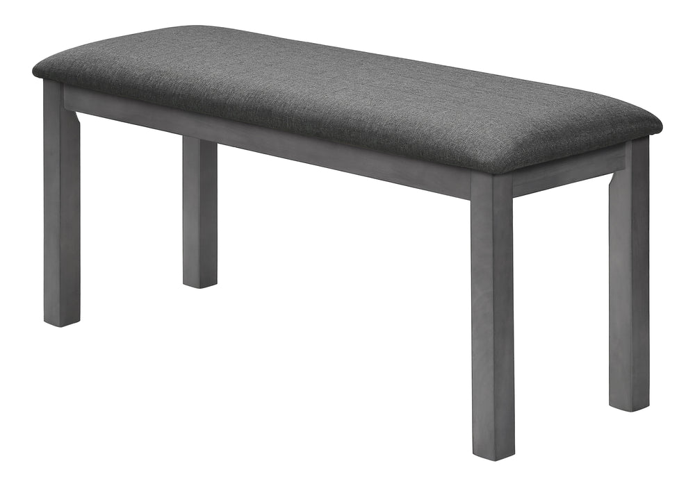 Monarch Specialties Bench, 42" Rectangular, Wood, Upholstered, Dining Room, Kitchen, Entryway, Grey, Transitional Dark Grey,Washed Grey, Washed Grey Foam,Mdf,Solid Wood,Polyester I 1433