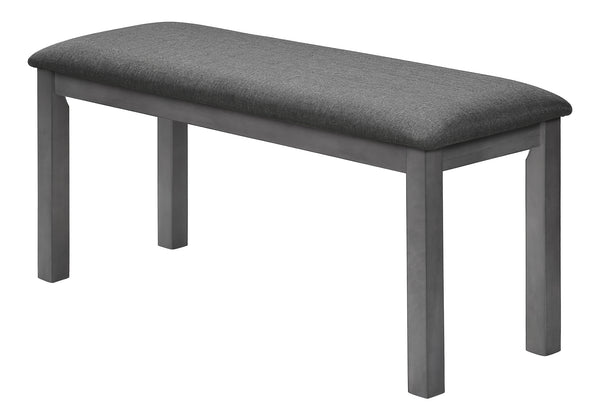 Monarch Specialties Bench, 42" Rectangular, Wood, Upholstered, Dining Room, Kitchen, Entryway, Grey, Transitional Dark Grey,Washed Grey, Washed Grey Foam,Mdf,Solid Wood,Polyester I 1433