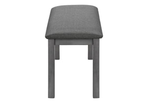 Monarch Specialties Bench, 42" Rectangular, Wood, Upholstered, Dining Room, Kitchen, Entryway, Grey, Transitional Dark Grey,Washed Grey, Washed Grey Foam,Mdf,Solid Wood,Polyester I 1433
