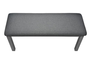 Monarch Specialties Bench, 42" Rectangular, Wood, Upholstered, Dining Room, Kitchen, Entryway, Grey, Transitional Dark Grey,Washed Grey, Washed Grey Foam,Mdf,Solid Wood,Polyester I 1433