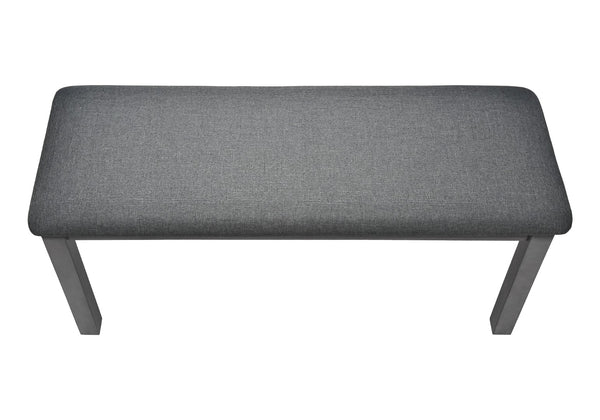 Monarch Specialties Bench, 42" Rectangular, Wood, Upholstered, Dining Room, Kitchen, Entryway, Grey, Transitional Dark Grey,Washed Grey, Washed Grey Foam,Mdf,Solid Wood,Polyester I 1433
