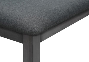 Monarch Specialties Bench, 42" Rectangular, Wood, Upholstered, Dining Room, Kitchen, Entryway, Grey, Transitional Dark Grey,Washed Grey, Washed Grey Foam,Mdf,Solid Wood,Polyester I 1433