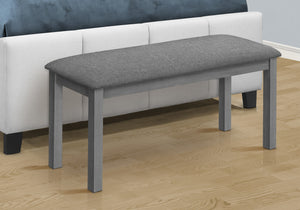 Monarch Specialties Bench, 42" Rectangular, Wood, Upholstered, Dining Room, Kitchen, Entryway, Grey, Transitional Dark Grey,Washed Grey, Washed Grey Foam,Mdf,Solid Wood,Polyester I 1433