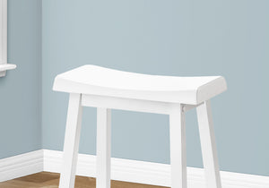 Monarch Specialties Bar Stool, Set Of 2, Counter Height, Saddle Seat, Kitchen, White Wood, Contemporary, Modern White Solid Wood,Mdf I 1533