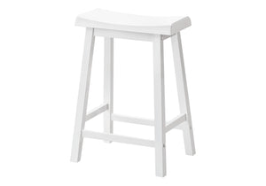 Monarch Specialties Bar Stool, Set Of 2, Counter Height, Saddle Seat, Kitchen, White Wood, Contemporary, Modern White Solid Wood,Mdf I 1533