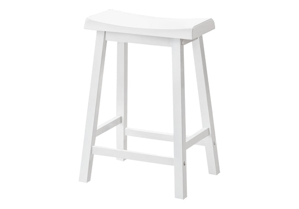 Monarch Specialties Bar Stool, Set Of 2, Counter Height, Saddle Seat, Kitchen, White Wood, Contemporary, Modern White Solid Wood,Mdf I 1533