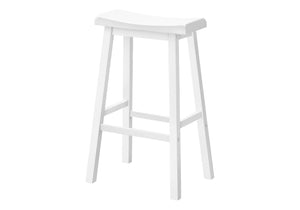 Monarch Specialties Bar Stool, Set Of 2, Bar Height, Saddle Seat, White Wood, Contemporary, Modern White Solid Wood,Mdf I 1534