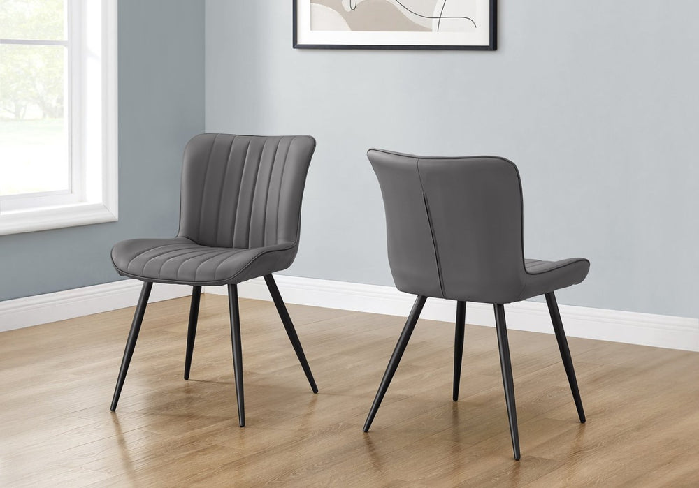 Monarch Specialties Dining Chair Set Of 2 - Modern Upholstered Design For Stylish Dining Rooms And Kitchens, 33" Height Grey,Black Foam,Mdf,Metal,Polyurethane I 1131