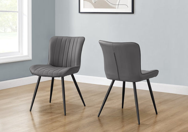 Monarch Specialties Dining Chair Set Of 2 - Modern Upholstered Design For Stylish Dining Rooms And Kitchens, 33" Height Grey,Black Foam,Mdf,Metal,Polyurethane I 1131