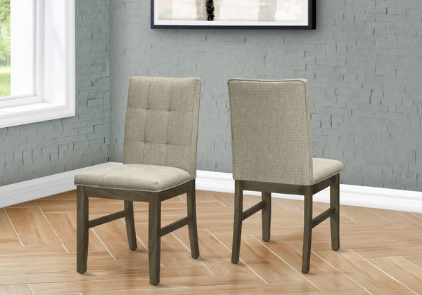 Monarch Specialties Dining Chair Set Of 2 - 37" Transitional Upholstered Chairs In Brown Fabric & Grey Wood Frame Brown,Grey Foam,Mdf,Solid Wood,Polyester I 1378