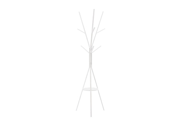Monarch Specialties Coat Rack - 72" White Metal Hall Tree With 6 Hooks, Contemporary Design For Bedroom & Entryway Storage White Metal,Mdf I 2009
