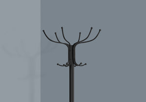 Monarch Specialties Coat Rack, Hall Tree, Free Standing, 12 Hooks, Entryway, 70"H, Umbrella Holder, Bedroom, Black Metal, Transitional Black Metal I 2031