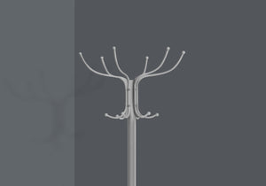 Monarch Specialties Coat Rack, Hall Tree, Free Standing, 12 Hooks, Entryway, 70"H, Umbrella Holder, Bedroom, Grey Metal, Contemporary, Modern Silver Metal I 2032