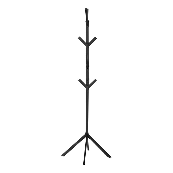 Monarch Specialties Coat Rack, Hall Tree, Free Standing, 8 Hooks, Entryway, 70"H, Bedroom, Black Metal, Contemporary, Modern Black Metal I 2057
