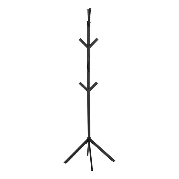 Monarch Specialties Coat Rack, Hall Tree, Free Standing, 8 Hooks, Entryway, 70"H, Bedroom, Black Metal, Contemporary, Modern Black Metal I 2057