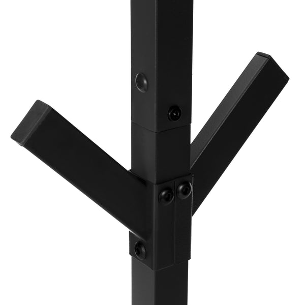 Monarch Specialties Coat Rack, Hall Tree, Free Standing, 8 Hooks, Entryway, 70"H, Bedroom, Black Metal, Contemporary, Modern Black Metal I 2057