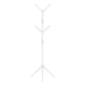 Monarch Specialties Coat Rack, Hall Tree, Free Standing, 8 Hooks, Entryway, 70"H, Bedroom, White Metal, Contemporary, Modern White Metal I 2059