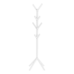 Monarch Specialties Coat Rack, Hall Tree, Free Standing, 8 Hooks, Entryway, 70"H, Bedroom, White Metal, Contemporary, Modern White Metal I 2059