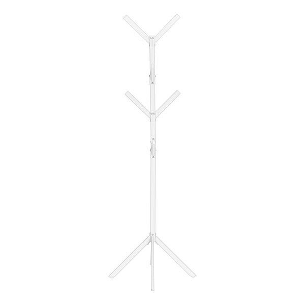 Monarch Specialties Coat Rack, Hall Tree, Free Standing, 8 Hooks, Entryway, 70"H, Bedroom, White Metal, Contemporary, Modern White Metal I 2059