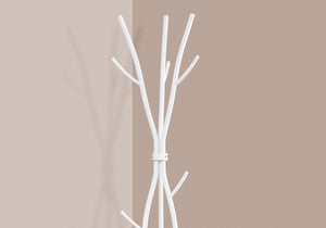 Monarch Specialties Coat Rack, Hall Tree, Free Standing, 11 Hooks, Entryway, 74"H, Bedroom, White Metal, Contemporary, Modern White Metal I 2063