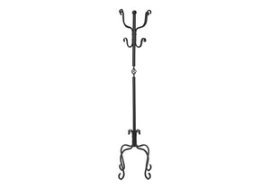 Monarch Specialties Coat Rack, Hall Tree, Free Standing, 8 Hooks, Entryway, 74"H, Bedroom, Black Metal, Transitional Black Metal I 2065