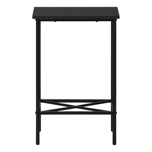 Monarch Specialties Accent Table, Side, End, Narrow, Small, 2 Tier, Living Room, Bedroom, Black Laminate, Black Metal, Contemporary, Modern Black Particle Board,Metal I 2078
