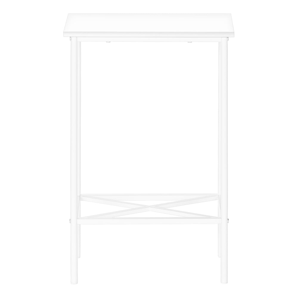 Monarch Specialties Accent Table, Side, End, Narrow, Small, 2 Tier, Living Room, Bedroom, White Laminate, White Metal, Contemporary, Modern White Particle Board,Metal I 2079