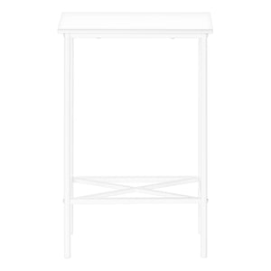 Monarch Specialties Accent Table, Side, End, Narrow, Small, 2 Tier, Living Room, Bedroom, White Laminate, White Metal, Contemporary, Modern White Particle Board,Metal I 2079